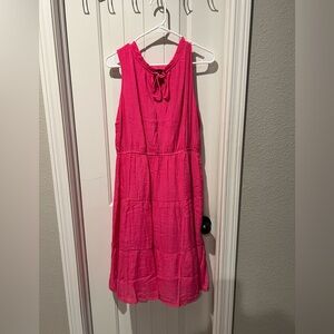 NAIF hot Pink Tiered Halter Sundress Maxi length sz L